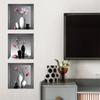 Self Adhesive Plant Pattern Wall Sticker Plants Flower Decals for 3 Pcs/Set Bedroom