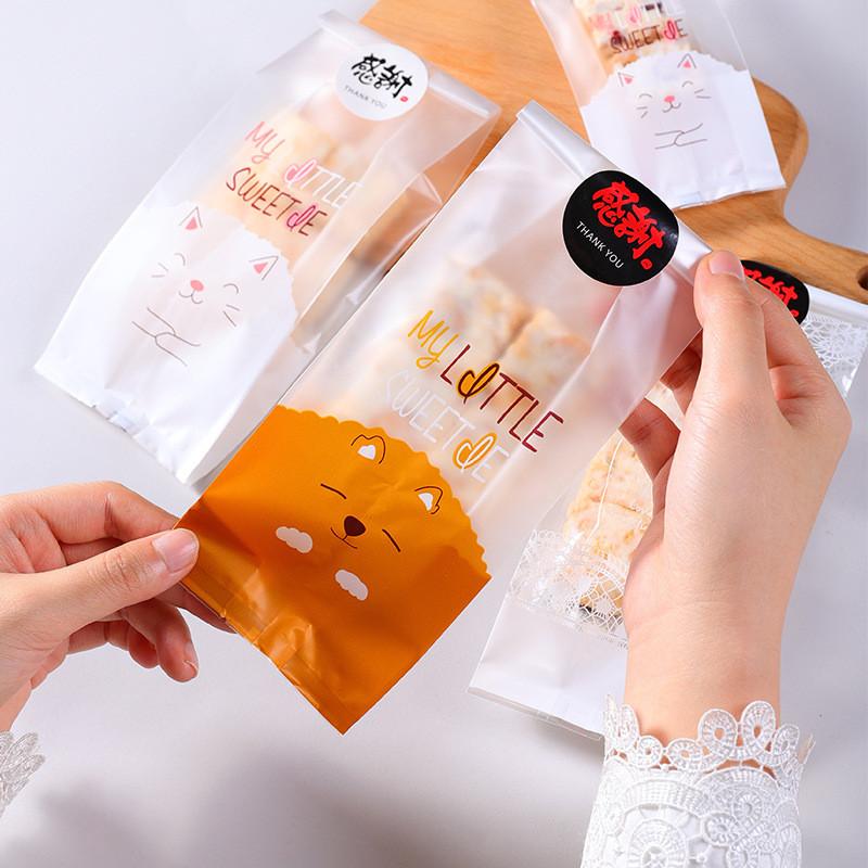 50 st Transparent Spets Tecknad Djur Bakade Snacks Godis Kaka Nougat Snöflinga Bakverk Maskin Försegling Förpackningspåsar