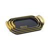 3PCS Light Luxury Plastic Tea Tray Set Golden Handle Rectangular Dessert Tray Stackable Thickened Brunch Tray Fruit