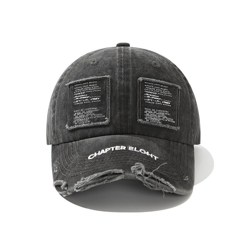 Retro washed old ripped baseball cap women's summer sunshade letters versatile face peaked cap tide