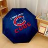 Chicago Cubs Print Auto 8?Ribs Folding Umbrella Wind Resistant Lightweight Automatic Umbrella For Daily Travel