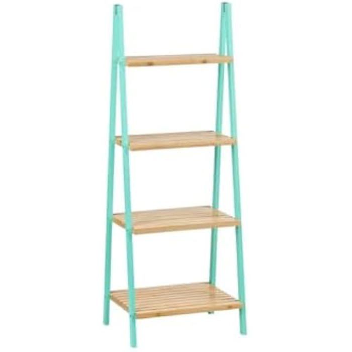 Étagère De Salle De Bain - BERILO - Naturel - Bois Massif - 40 X 30 X 109,3 Cm - Multicolore