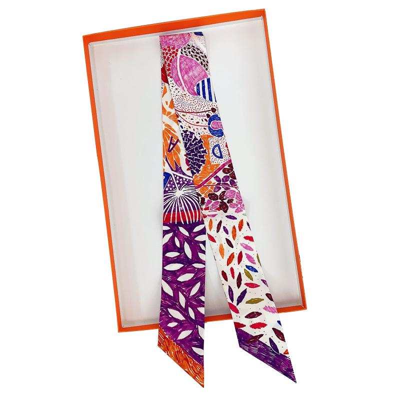 

Women 100% Mulberry Silk Scarf for Hair Strip Silk Ribbon Small Neck Scarves Bag Handle Ribbon Scarf Kerchief Ladies Hair Band 5X85 CM