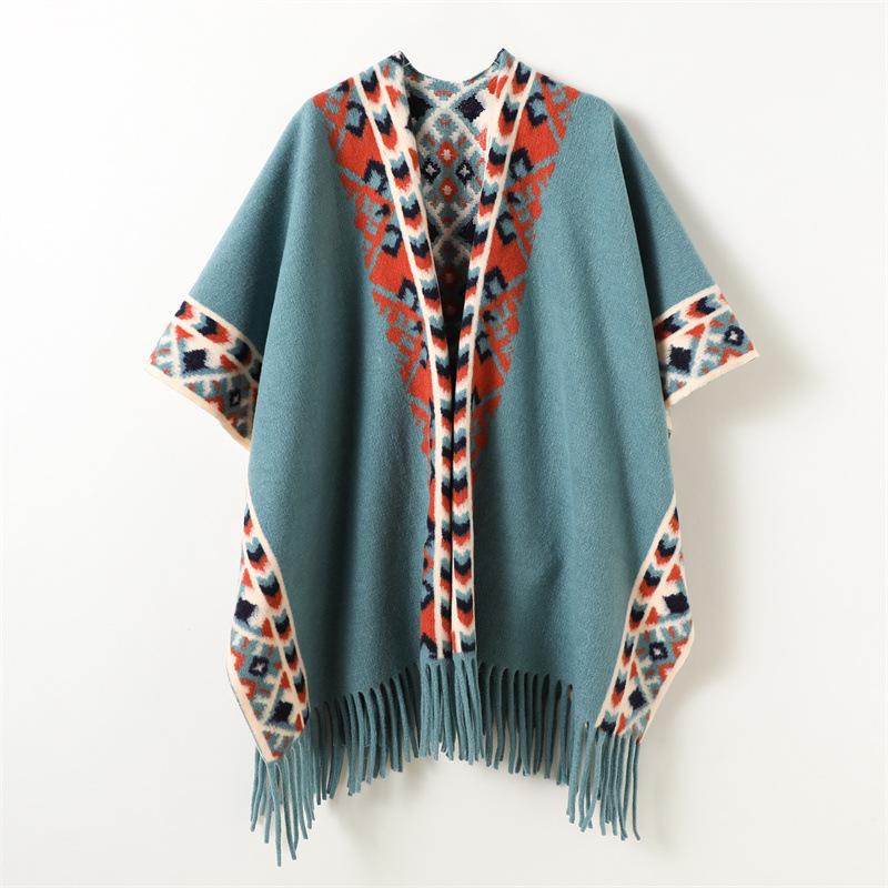 

Экзотический этнический стиль осенне-зимние мужские и женские двусторонние шали из имитации кашемира, высококачественный теплый шарф-накидка с бахромой 168cm