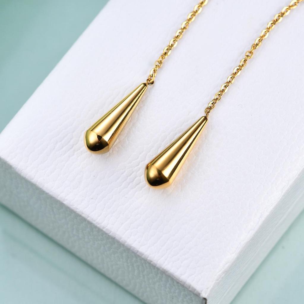 Simple Geometric Long Water Drop Earrings - European & American Fashion