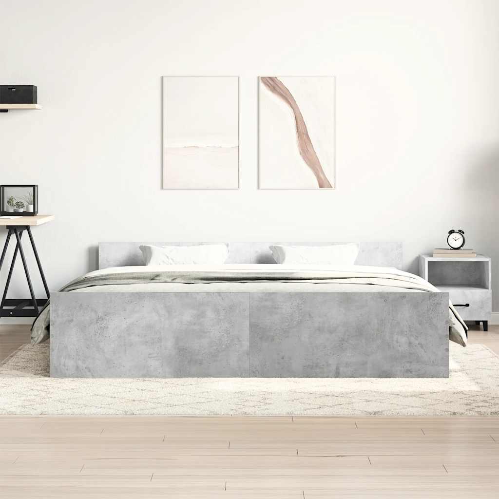 Vidaxl Rama Łóżka Z Wezgłowiem I Zanóżkiem, Szarość Betonu, 180X200 Cm