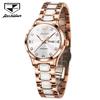 JSDUN Women's Watches Luxury Elegant Ceramic Strap Original Automatic Mechanical Wristwatch Waterproof Luminous Date Week 8947