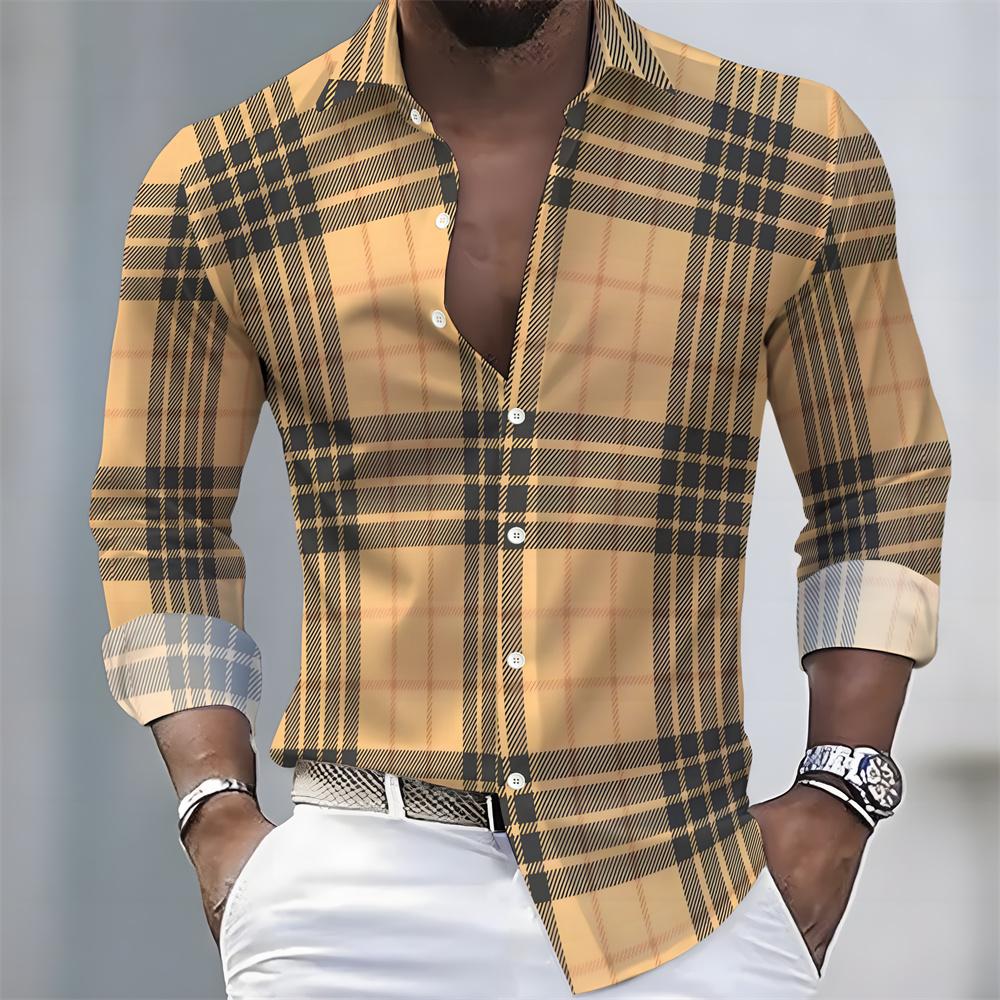 Men's Striped Long-Sleeved Shirt - Stylish, Business Casual, and Comfortable Men's Top, Suitable for Various Occasions.