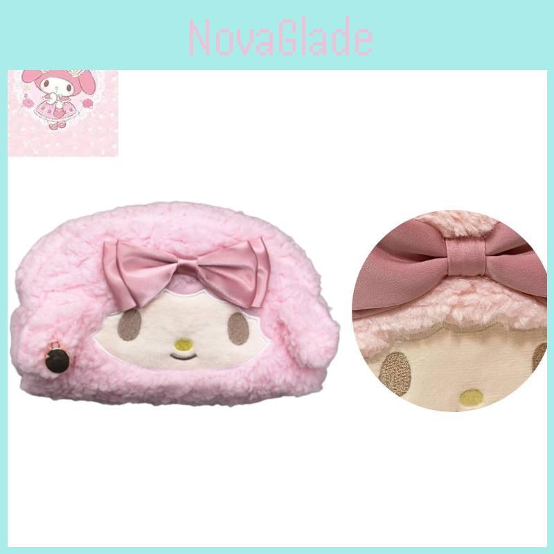 Cute Sanrio Melody Plush Pencil Bag Girl Cartoon Makeup Bag