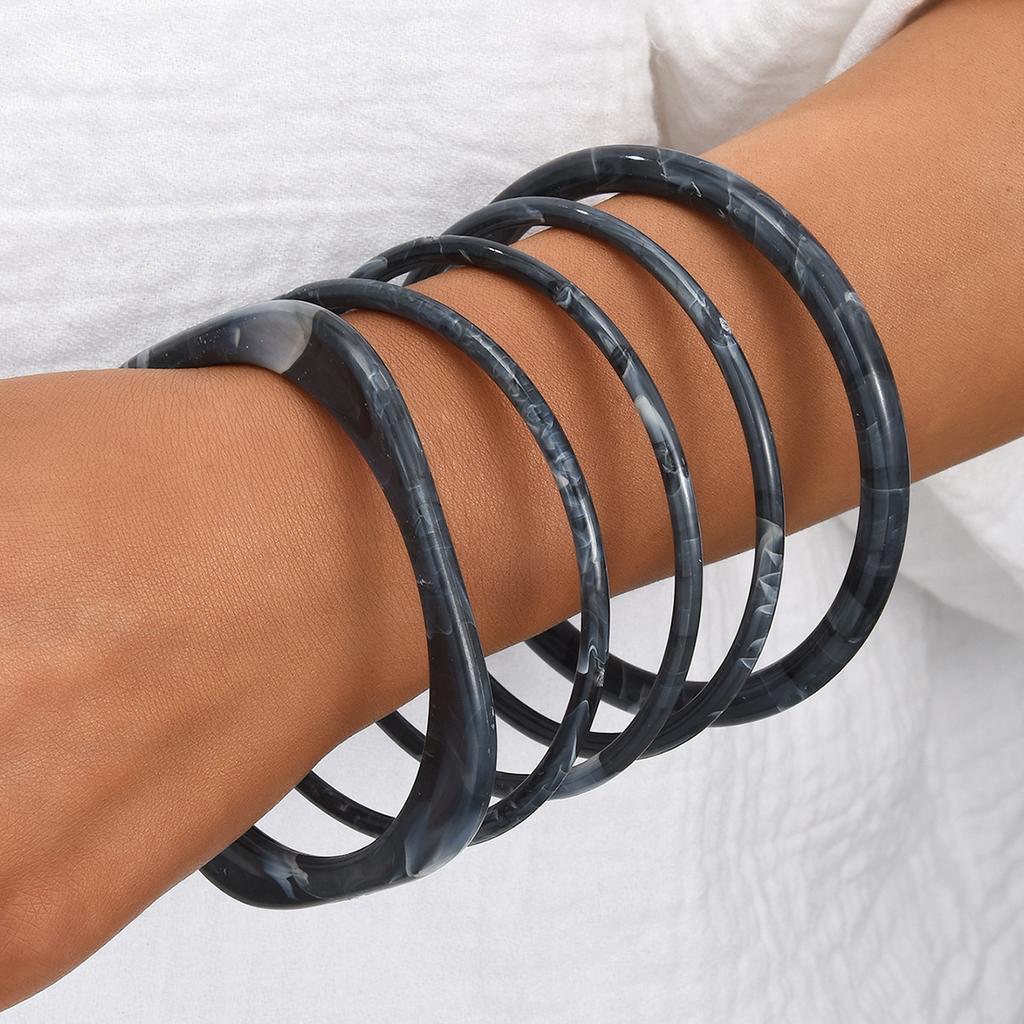 iF ME Zestaw Vintage Bransoletek z Żywicy Akrylowej, Minimalistyczne Luksusowe Stackable Bangles dla Kobiet