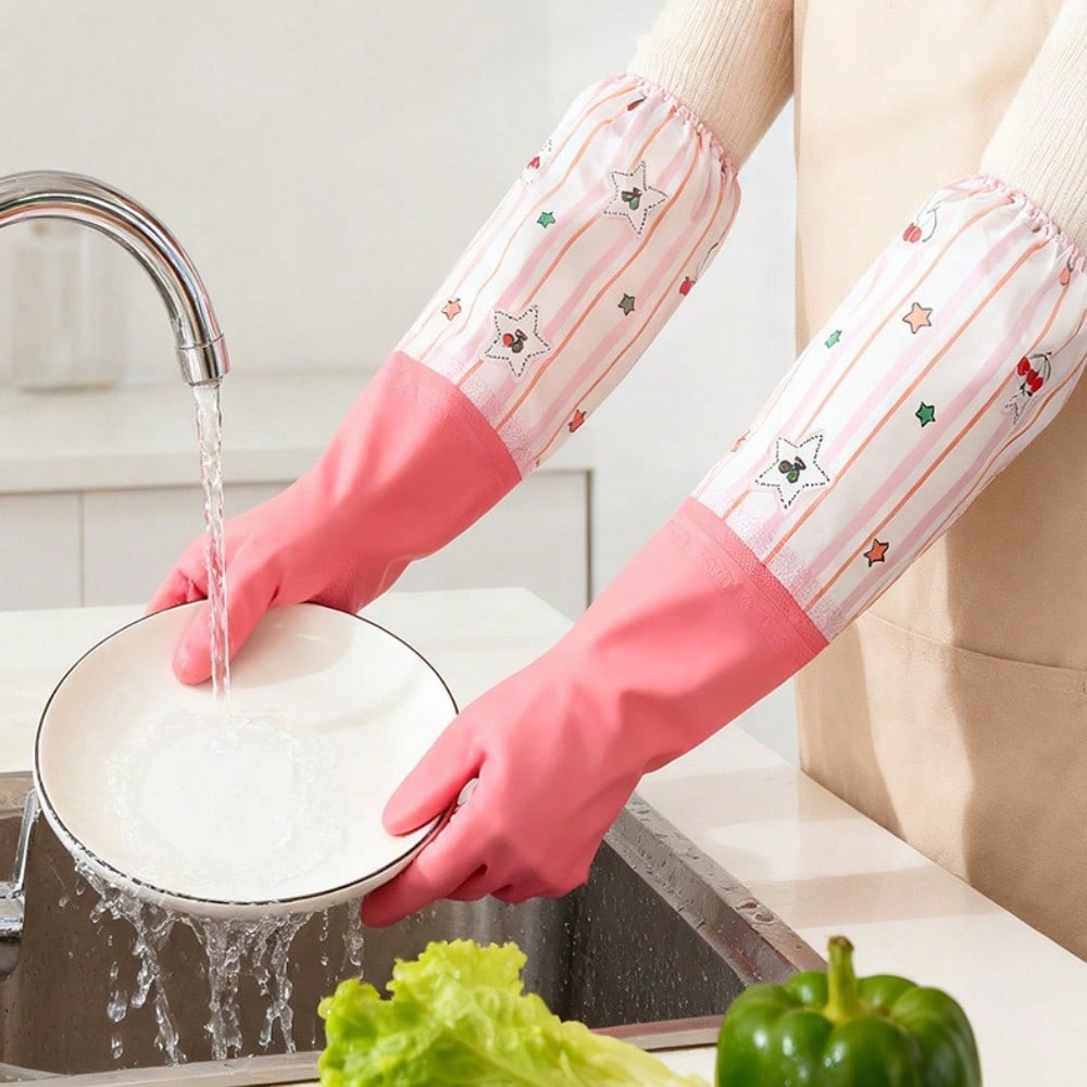 Household Gloves, Dish Washing, Women's Kitchen, Vegetable Washing, Household Cleaning, Laundry, Waterproof Extended Model