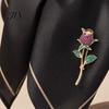 Non-fading Lapel Pin Suit Collar Pin, 3D Rose Flower Shape with Rhinestones Brooch Inlaid, Electroplated Anti-Oxidation Versatile Badge for