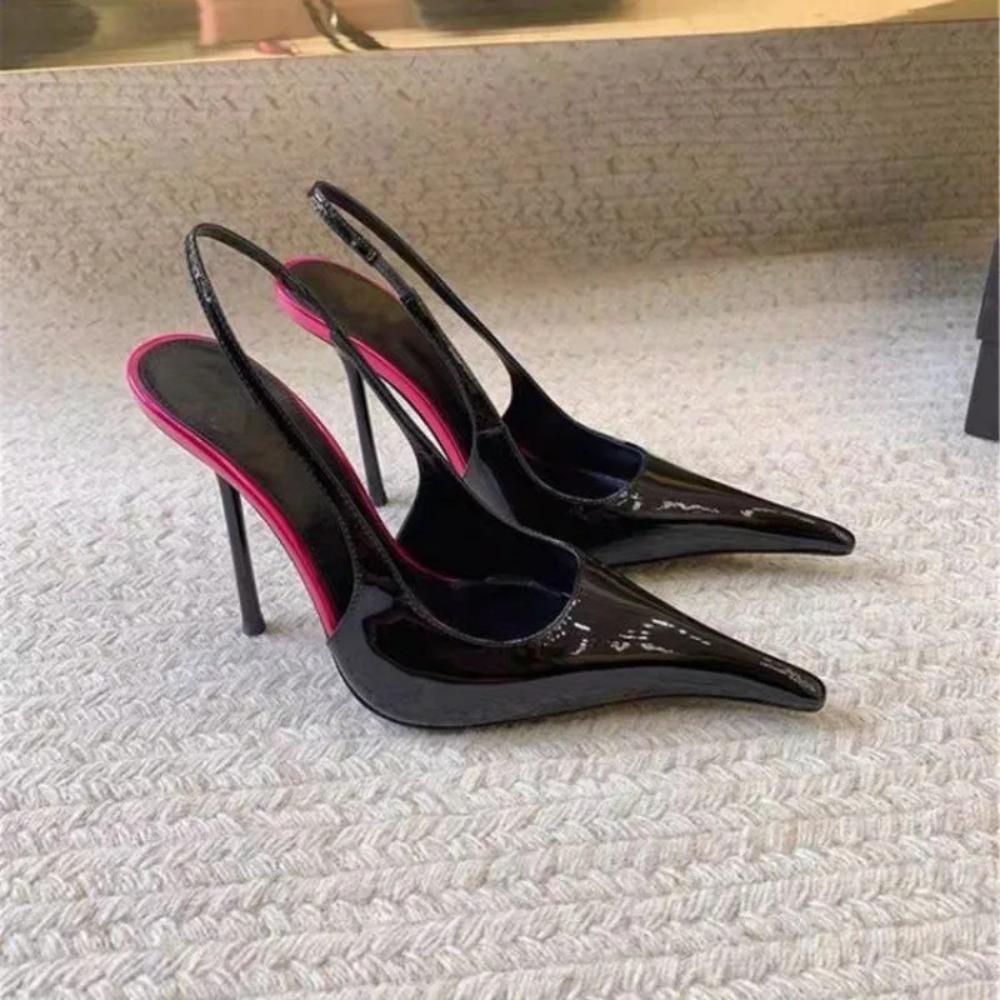 Baotou High Heel Sandals Women's Fine Heel Lacquer Pointed High Heels Spring Sense Professional Women's Shoes