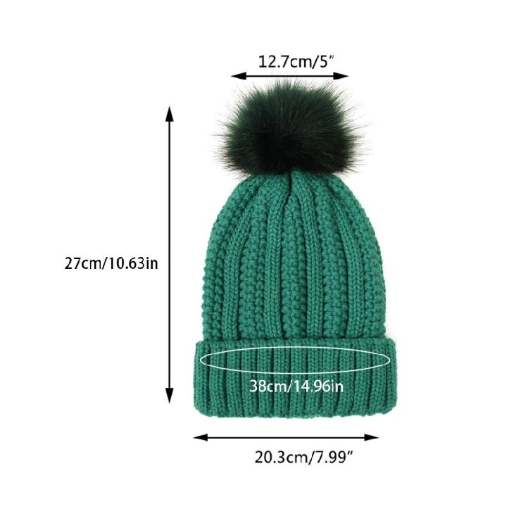 Fashion Solid Color Knitted Hat Pompom Thick Casual Simple Fall Winter All-match
