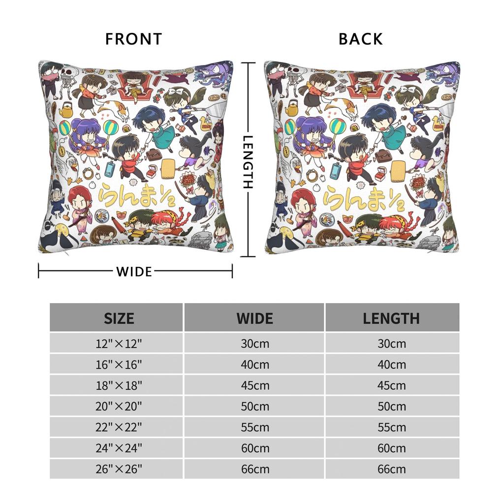 Ranma Saotom Anime Square Pillow Cases Cushion Covers Novelty Zippered Decor Pillowcase for Home 40x40cm