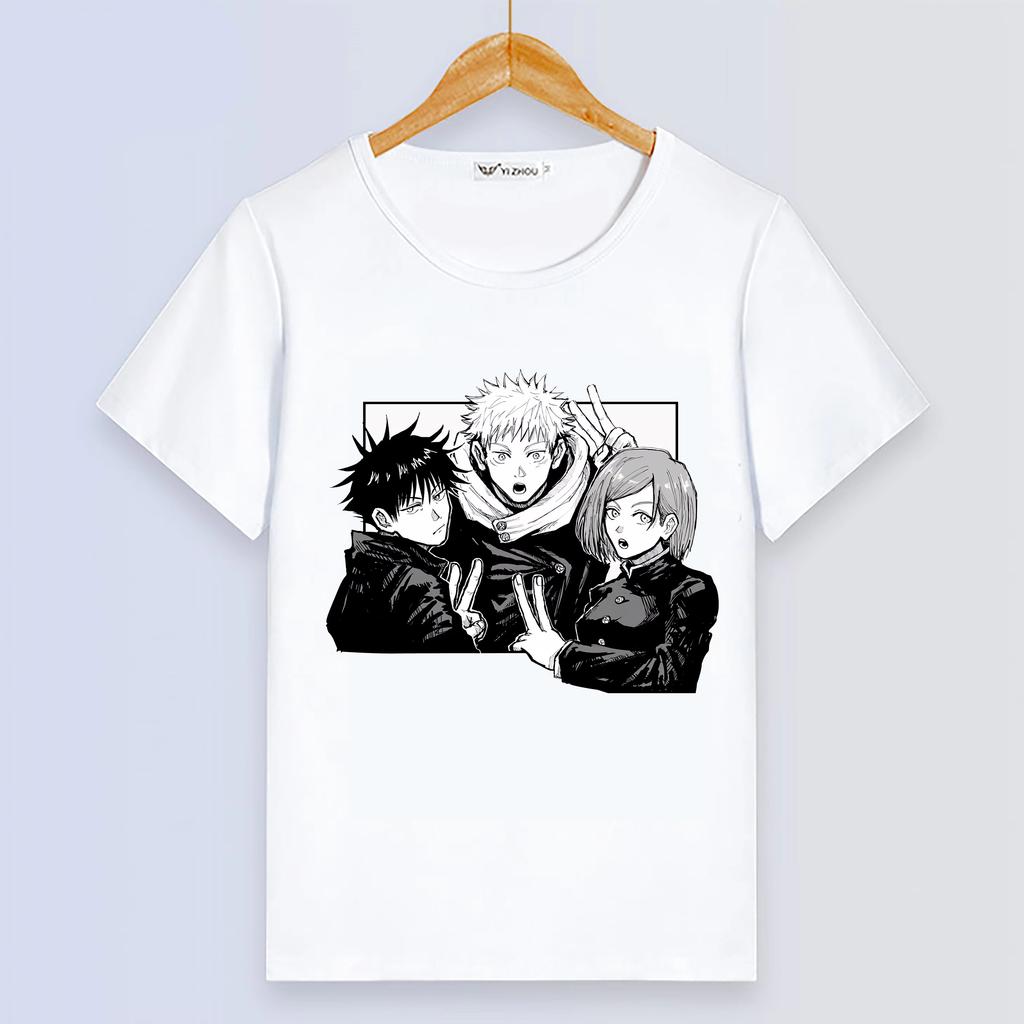 Anime Jujutsu Kaisen Cute White Summer Short Sleeve For Women Soft Plus Size Street Style Elastic Top T-Shirt