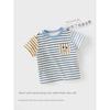 David Bella Kidsren's Short-Sleeved T-Shirt 2026 Boys' Summer Clothing New Pure Cotton Bottoming Shirt Baby Boy Stripesd Top