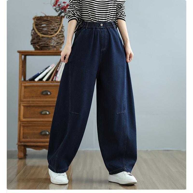 DIMANAF 2025 Autumn Winter Plus Size Jeans Women Thicken Flocking Warm Vintage Cotton Denim Long Pants