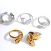 Stainless Steel Snake Sun Moon Spiral Adjustable Open Ring Set (5 Pieces)