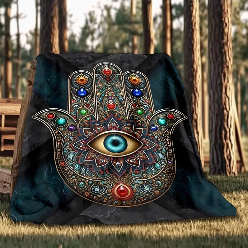 1pc Protective Eye Symbol Print Outdoor Blanket, Lightweight Polyester,