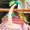 Bird Perch Stand Cage Accessories Wood Portable with Stable Base Desktop Parrot