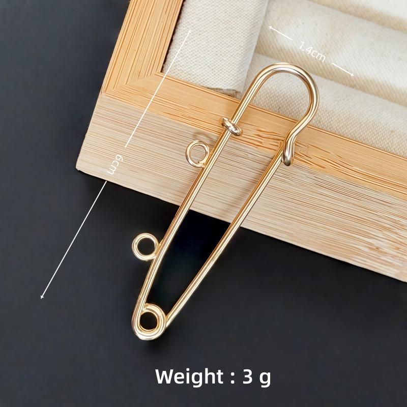 Colorfast Electroplated Safety Pin Brooch with Loop Holder for Sweaters and Pants