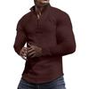 Men's Outdoor Casual Small Checkered Stand-up Collar Half-zip Long-sleeved  Sweatshirt