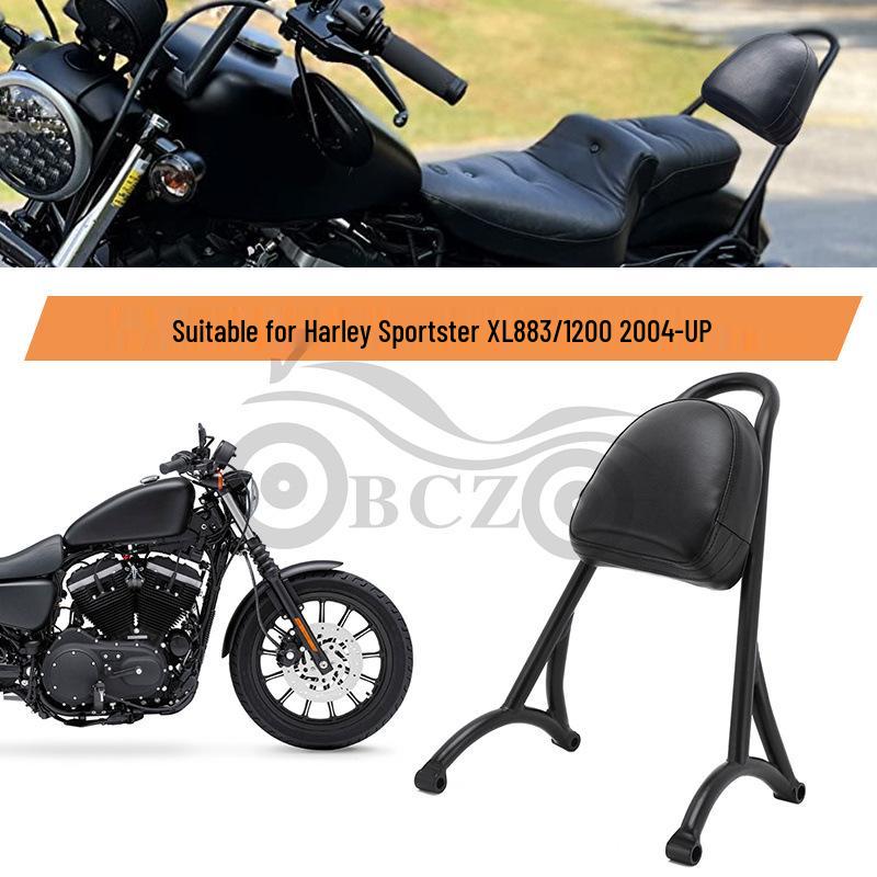 Modified Harley XL883 1200 Motorcycle Round Tube with Rear Backrest, Rear Arch, and Tail Rack (2004-2020)
