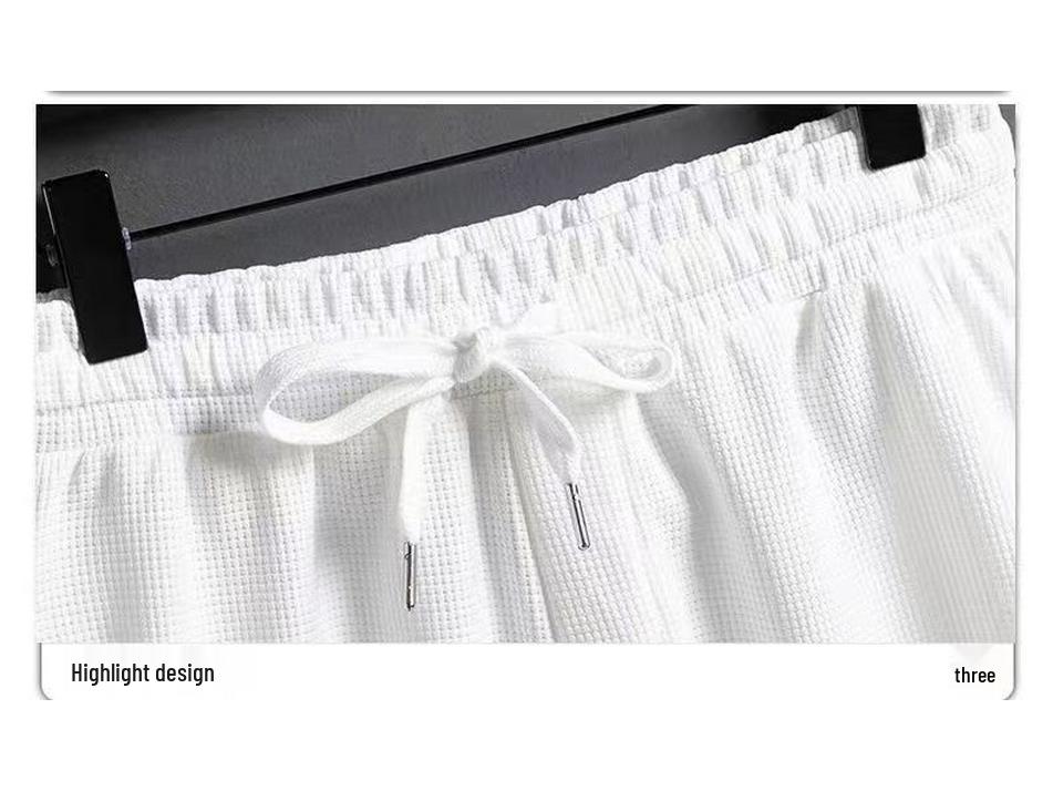 Men's Summer Sportswear: Waffle Short Sleeve T-Shirt + Shorts 2-Piece Set