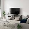 Table d'appoint TV - AKTIVE - 110x40x45 cm - Effet ciment - Structure métallique noire - Supporte 30 kg - Design moderne