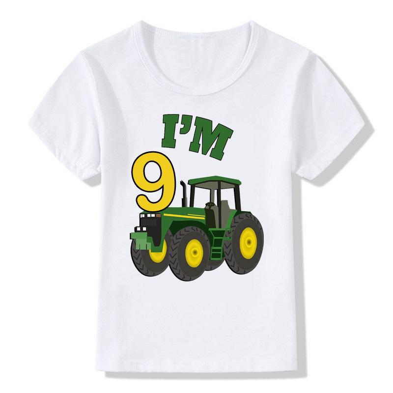 Boy Cute Farm Theme Tractor 1-10 Birthday Number Print T Shirt Kids Birthday Boy&Girl Funny Gift Tshirt Present Children Clothes