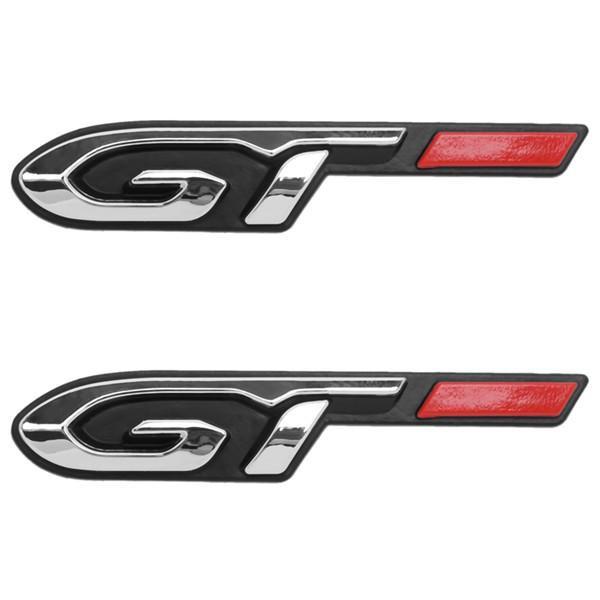 Car Styling GT 3D Metal Chrome Zinc Alloy Emblem Car Badge Body Fender Adhesive Emblem For Peugeot GT RCZ 308 508 3008 5008