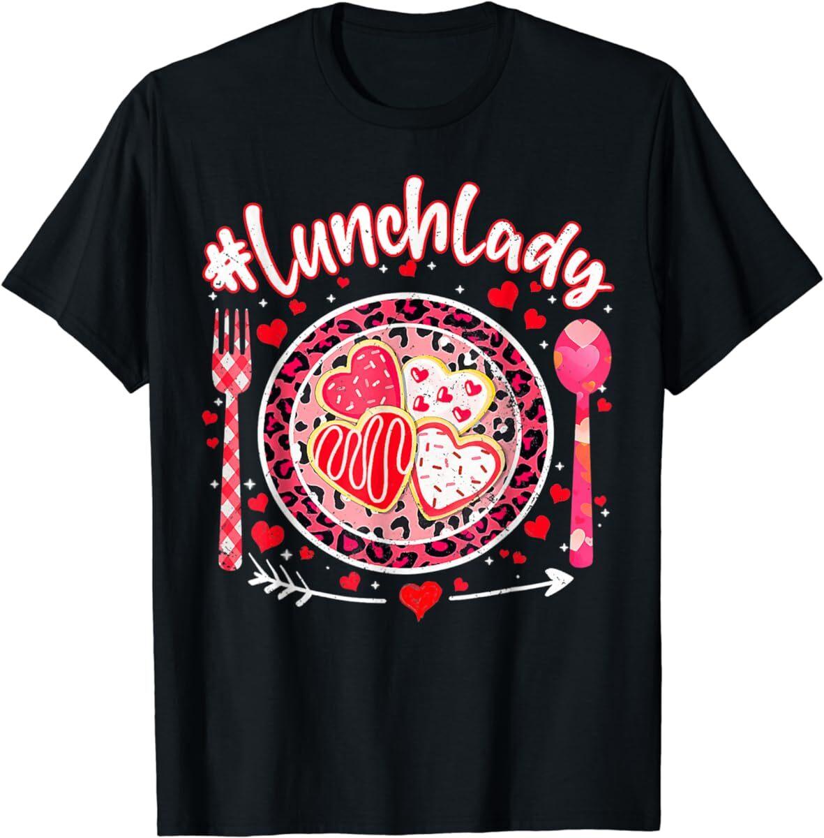 Lunch Lady Happy Valentine s Day Cafeteria Worker Vintage T Shirt Mens Womens Tees Top Men Women Kid M