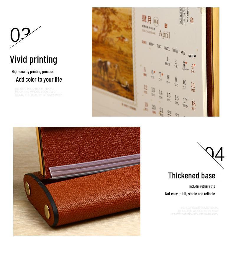 Personalized 2026 Leather Desk Calendar and Notepad Planner with Custom Logo