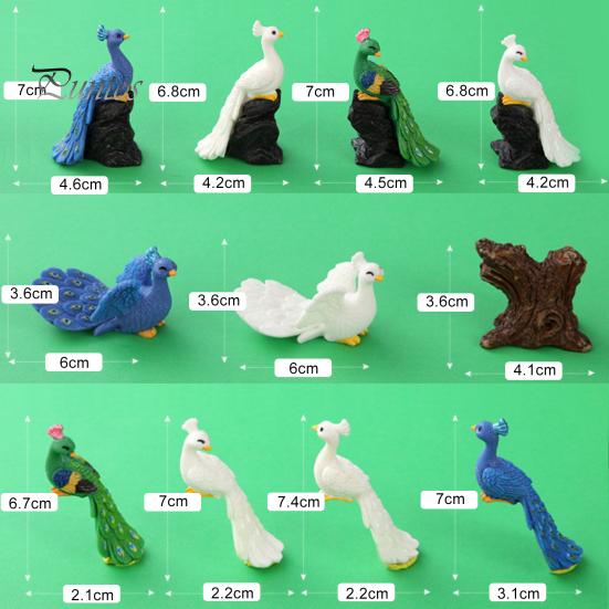 DIY Little House Peacock Ornament Decorative Realistic Hand-crafted Photo Props Display Mold Resin Garden Micro Landscape Home Decor Miniature Statue