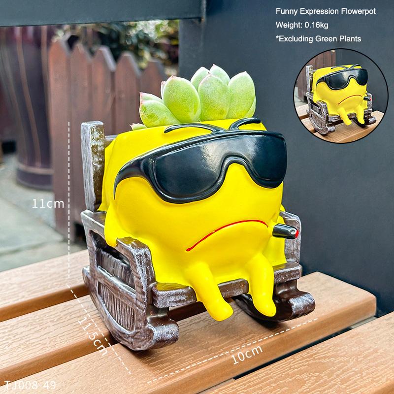 

Funny Expression Flowerpot Green Potted Plants Vase Container Home Courtyard Garden Decor Handicrafts Ornament Gift