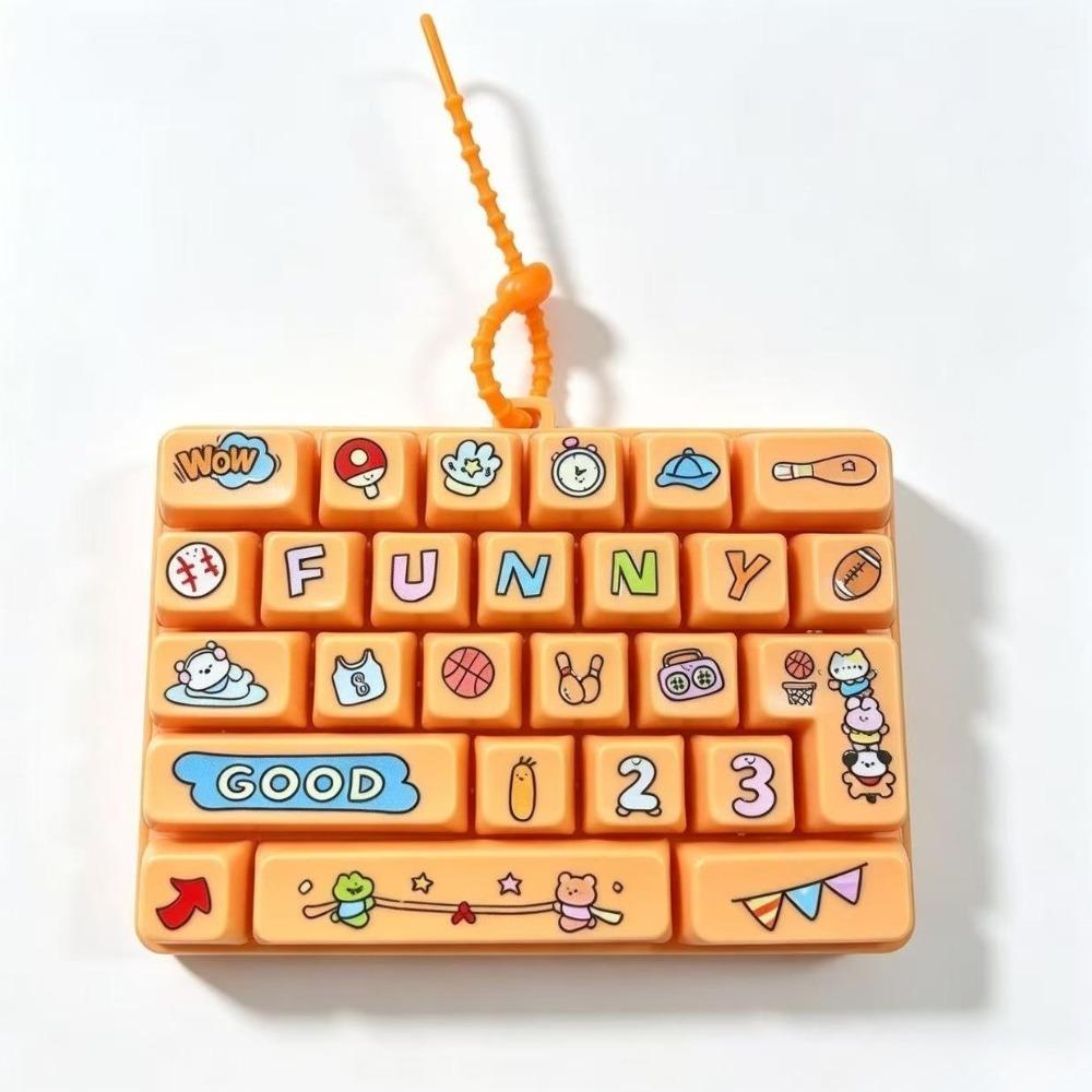 Cartoon 26-Key Keychain 26 Key Grid Keycap Clicker Mechanical Keyboard Keychain Bag Charm