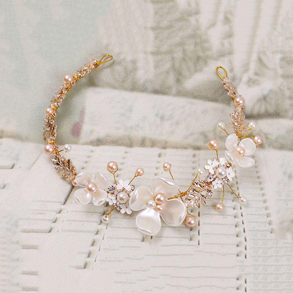 

Роскошные жемчужные вечерние головные уборы с цветами для невесты, аксессуары для волос, тиара ручной работы, повязка на голову