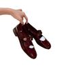 High-end sheepskin version~ Grape mother, the same style, gold buckle, round head, shallow mouth, one word with thick heel, Mary Jane shoes, women'
