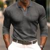 Long Sleeve Polo Shirt with Forest Print, Stylish Casual Top for Daily Wear