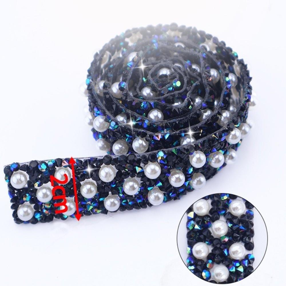 1Yard Rhinestone Border Diamond Ribbon Multi-color Crystal 2cm Self Adhesive Rhinestone Chain Sparkle DIY Diamond Strips