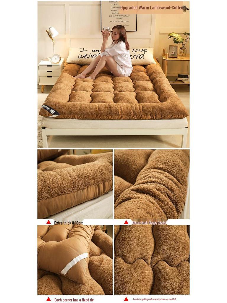 Thickened Warm Lambswool Tatami Mattress - Double, Anti-Slip, Foldable for Dorms