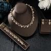 4pcs Women's Zircon Set with Pearl Rhinestone Necklace, Earrings, Bracelets, Bride's Wedding Accessories