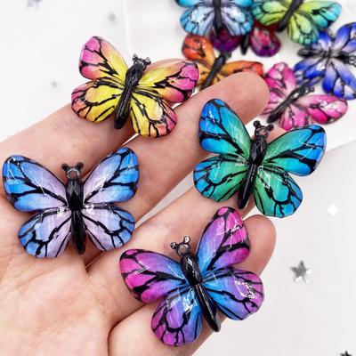 10 buc Rășină 25*32mm Fluturi colorați Bling Strasuri cu spate plat 1 gaură Ornamente DIY