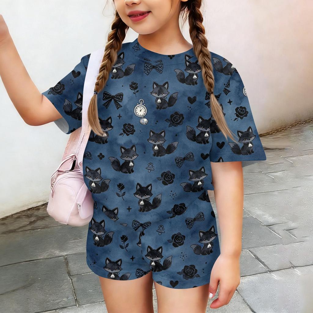 Kids Casual Short Sleeve Shirt and Shorts Set Animal Print Two Piece Outfit Lightweight Breathable Soft Fabric Summer Clothes for Children