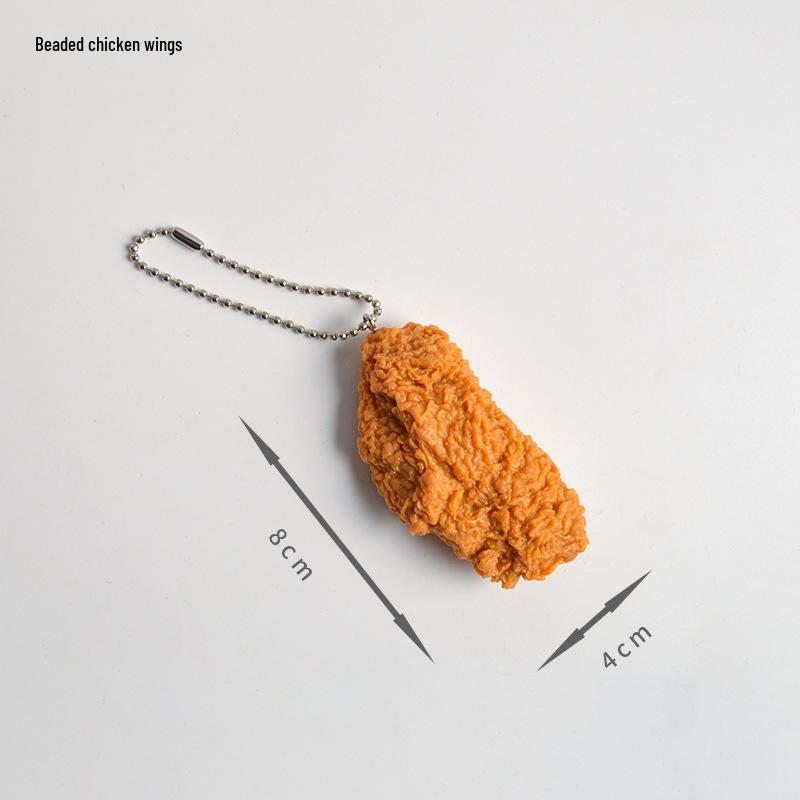 PVC Fake Food Keychain: Fried Chicken, Wings, Fries, Popcorn Chicken Pendant Model
