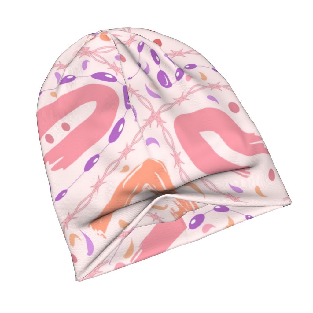 2D Flat Printing Perfume Powder Pastel Pattern Classic Knit Hat for Adults Available in Versatile Tones Ideal for Subtle Styling During Cool Days Or R