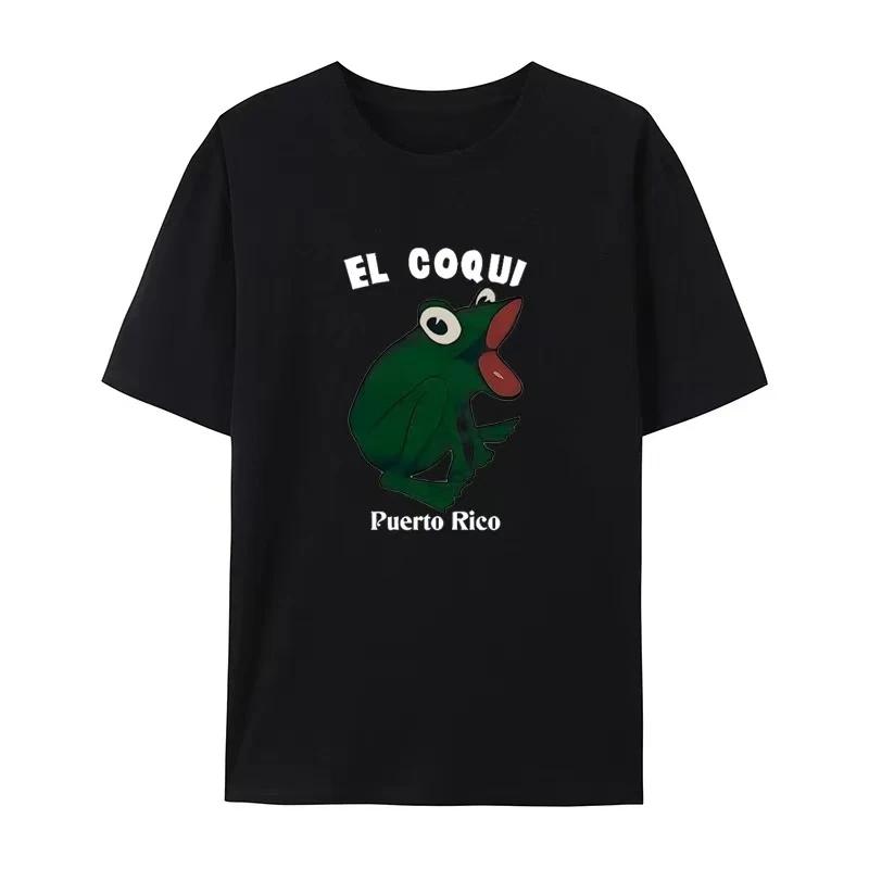 

2025 Summer Fashion Short Sleeve El Coqui Frog Printed Round Neck Tshirt for and Women Loose and Versatile Summer Loose S
