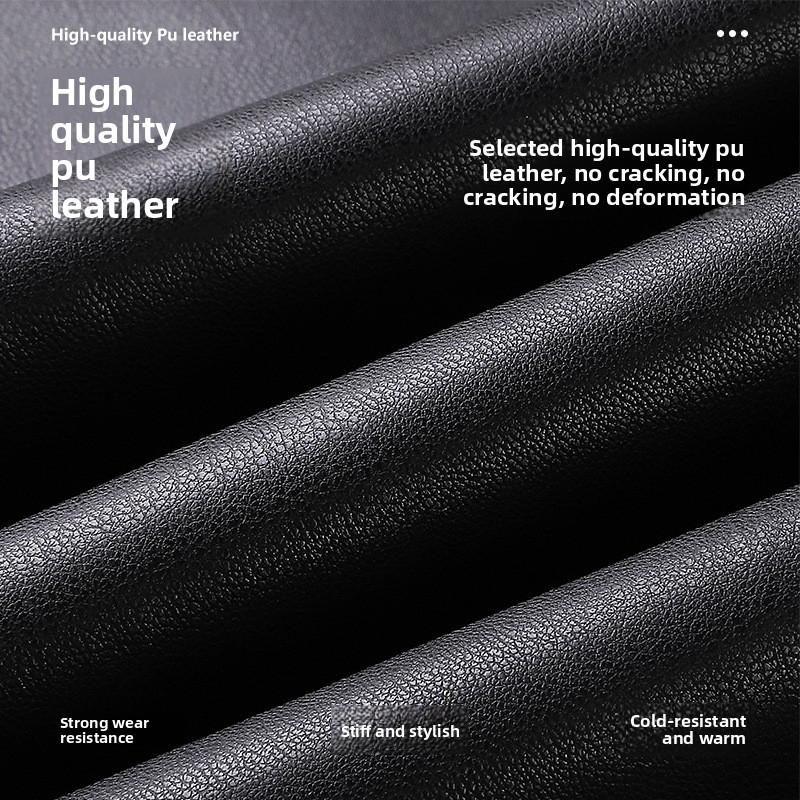 Black Leather Pants for Women, Spring and Autumn New Style, High-End Matte Fleece-Lined PU Leather, High-Waisted, Windproof, Draped Wide-Leg Pants