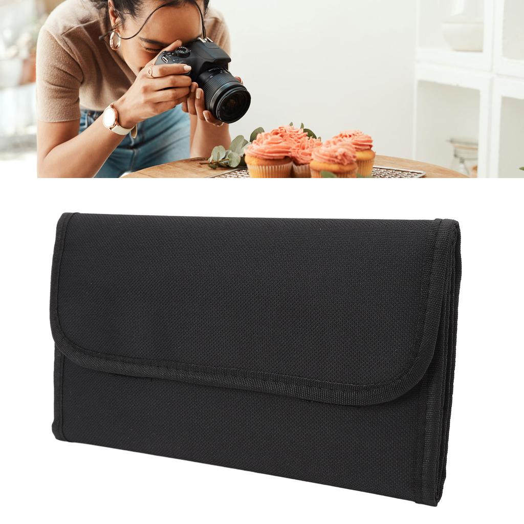 Camera Lens Filter Case Nylon Foldable Shockproof Crashproof Waterproof Camera Lens Filter Bag for 25‑86mm Round Filter 83x100 Square Filter for 12pcs